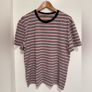PacSun Striped Pink and Black Crewneck Short-Sleeve T-Shirt